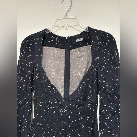 Reformation Star Galaxy Mini Dress Long Sleeve Black Sz 2 - Picture 3 of 8